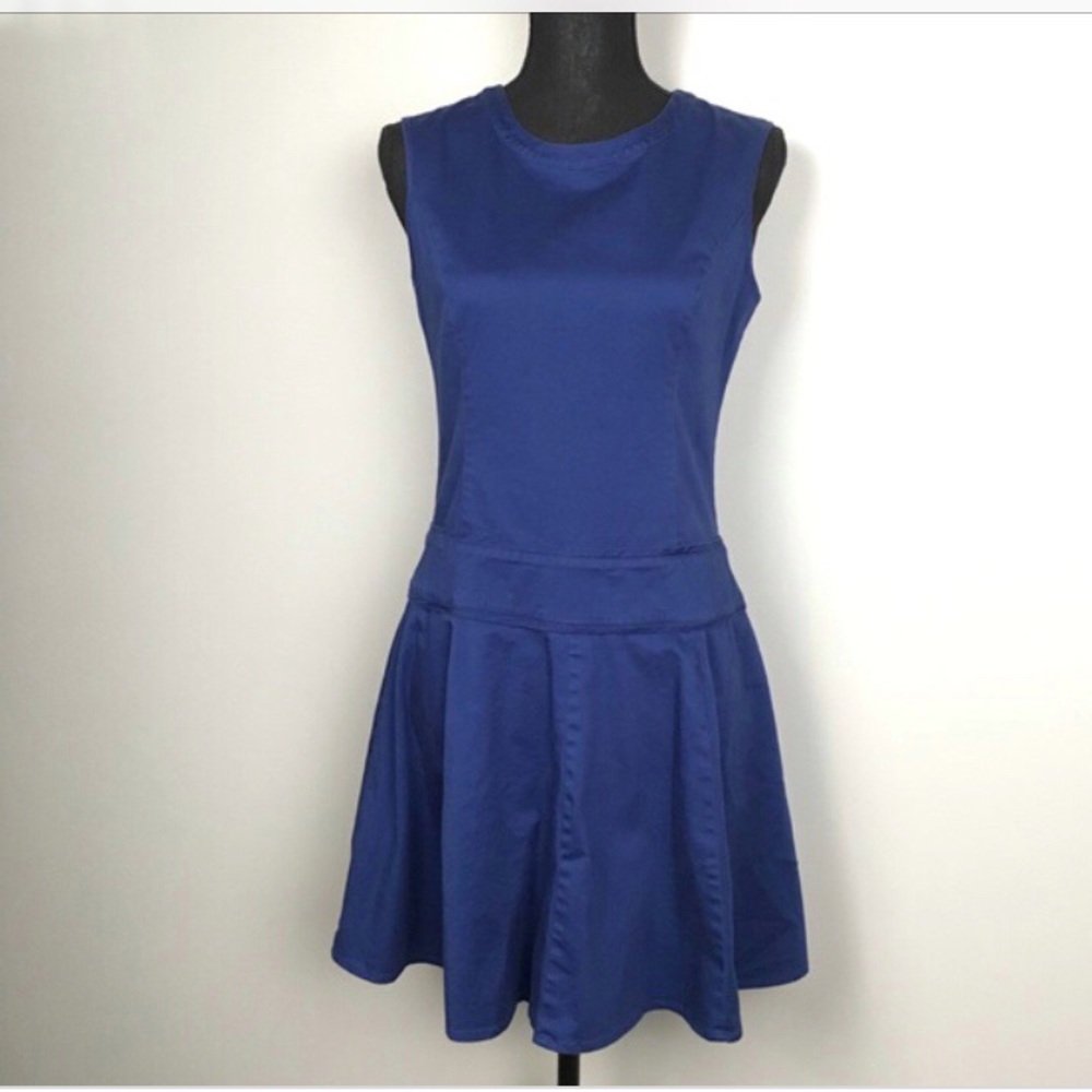 DKNY Emerald Blue Sleeveless Drop Waist Dress